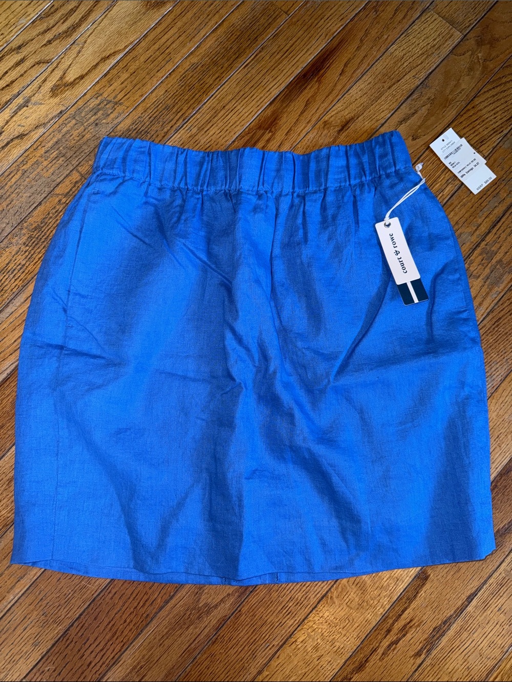 Blue Elastic Waist Mini Skirt